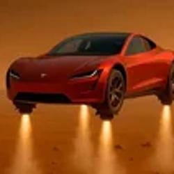flying tesla roadster