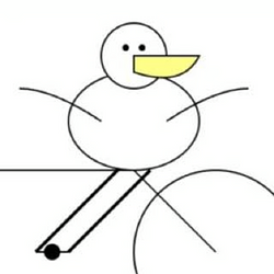 Pelican on a bike logo