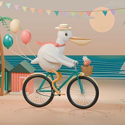 Pelican on a bicycle⁠